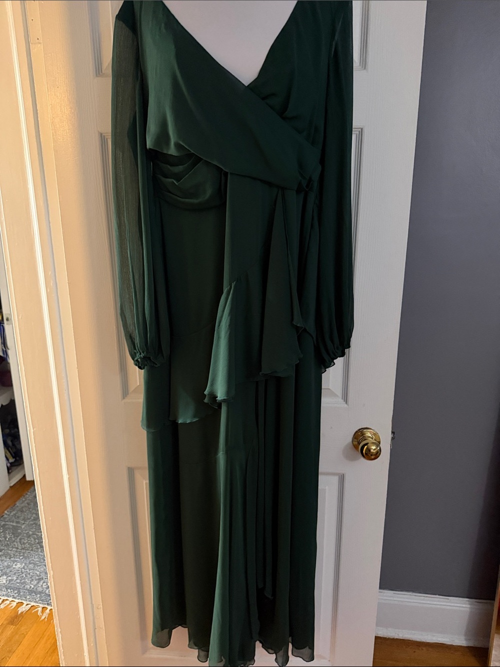 ASOS Dark Green Long Sleeve Wrap Maxi Dress